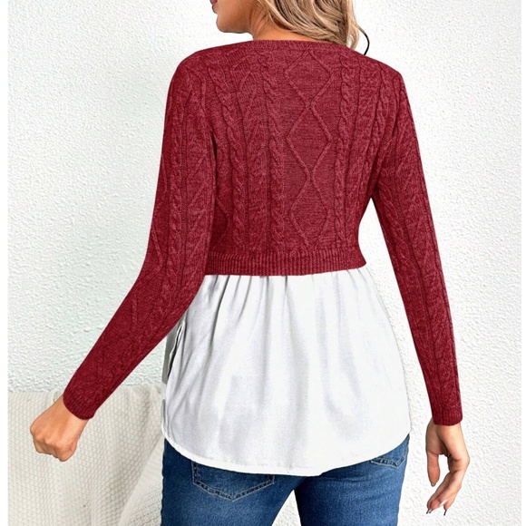 Maternity Color Block Chunky Knit Sweater Top - Picture 8 of 9